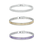Vòng tay đá cubic zirconia lấp lánh mạ vàng đồng trang sức, YIB055-17LCP, YIB055-19LCP, YIB055-17LVT, YIB055-19LVT