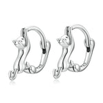 Bông tai bạc Sterling S925 hình mèo co giãn đính kim cương, Kích thước:, Nhỏ mạ bạch kim, Lớn mạ bạch kim, Lớn mạ vàng, Lớn mạ vàng đen, Lớn mạ vàng hồng