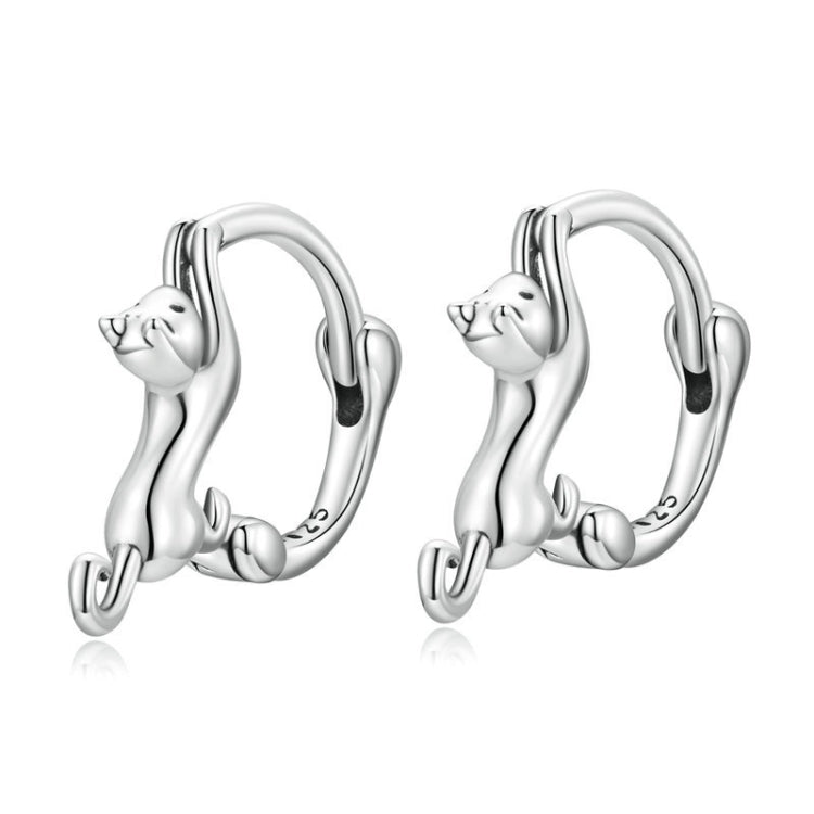 Bông tai bạc Sterling S925 hình mèo co giãn đính kim cương, Kích thước:, Nhỏ mạ bạch kim, Lớn mạ bạch kim, Lớn mạ vàng, Lớn mạ vàng đen, Lớn mạ vàng hồng