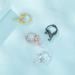 Bông tai bạc Sterling S925 hình mèo co giãn đính kim cương, Kích thước:, Nhỏ mạ bạch kim, Lớn mạ bạch kim, Lớn mạ vàng, Lớn mạ vàng đen, Lớn mạ vàng hồng