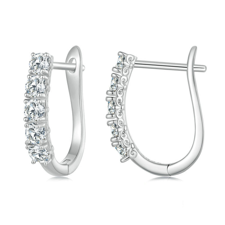 Bông tai bạc Sterling S925 họa tiết chữ U Moissanite, MSE011