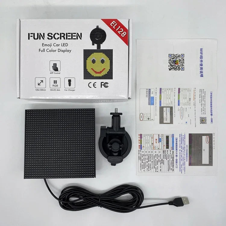 Màn hình LED xe hơi P4-32x32 RGB hiển thị biểu tượng cảm xúc màu đầy đủ truyền không dây Wifi tùy chỉnh, P4-32x32 RGB USB