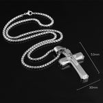1213 Three Layer Cross Necklace Titanium Steel Men Necklace, Steel Color Pendant+3x55cm Pearl Chain, Black Pendant+3x55cm Pearl Chain, Gold Pendant+3x55cm Pearl Chain