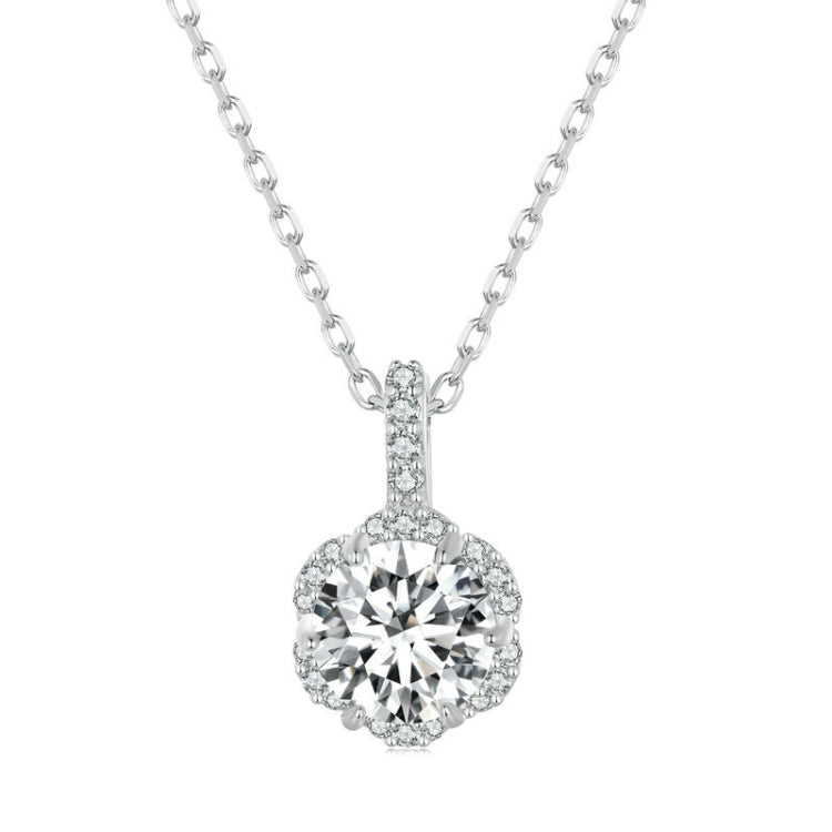 Dây chuyền bạc Sterling S925 mạ vàng trắng đá Zircon Moissanite, MSN007