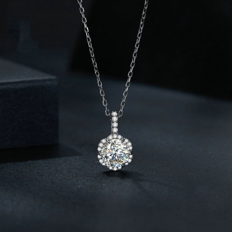 Dây chuyền bạc Sterling S925 mạ vàng trắng đá Zircon Moissanite, MSN007