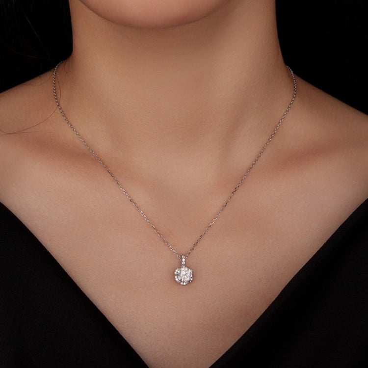 Dây chuyền bạc Sterling S925 mạ vàng trắng đá Zircon Moissanite, MSN007