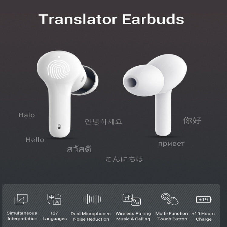 Tai nghe dịch thông minh Bluetooth đa quốc gia M6 hỗ trợ 127 ngôn ngữ, M6 trắng