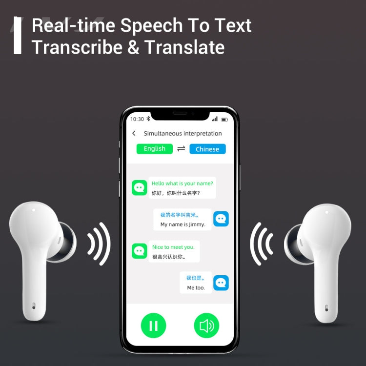 Tai nghe dịch thông minh Bluetooth đa quốc gia M6 hỗ trợ 127 ngôn ngữ, M6 trắng