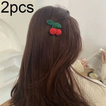 B316 2 chiếc kẹp tóc len dễ thương thủ công đa năng, Màu be, Cherry