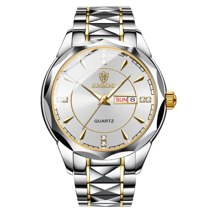 Đồng hồ quartz lịch kinh doanh đa chức năng phát sáng BINBONG B5552