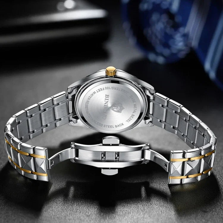 Đồng hồ quartz lịch kinh doanh đa chức năng phát sáng BINBONG B5552