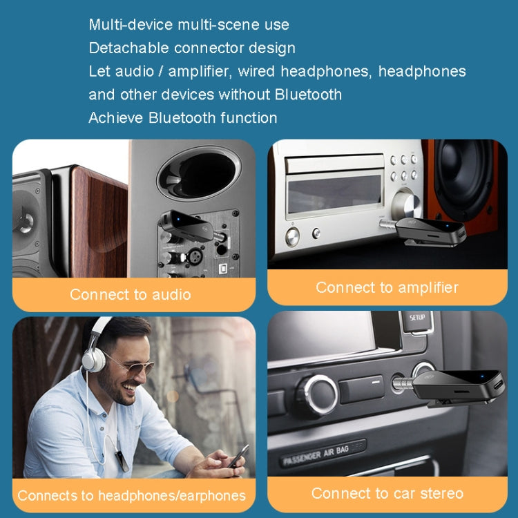 Y2 HiFi Bộ thu âm thanh Bluetooth 5.3 Micro cài áo 3.5mm Bộ chuyển đổi cuộc gọi Hỗ trợ phát thẻ TF, Y2