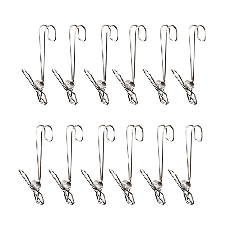Kẹp phơi quần áo đuôi dài móc dây inox, 12 cái inox