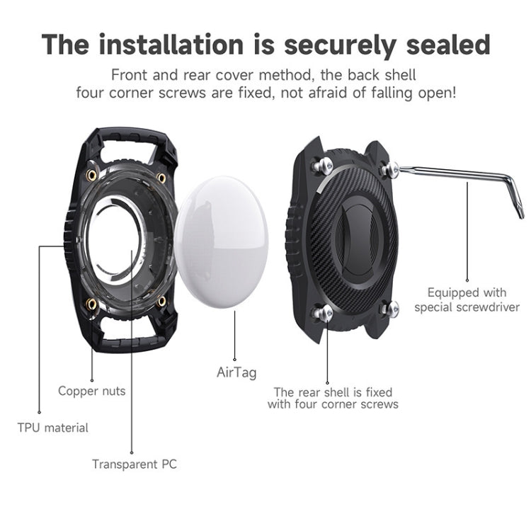 Vỏ Bảo Vệ Chống Nước IPX7 Toàn Diện Ba Chống Cho AirTag Thế Hệ 2 / AirTag Thế Hệ 1, Màu Đen, Xanh Hoàng Gia, Xanh Lục Đậm, Tím, Đỏ