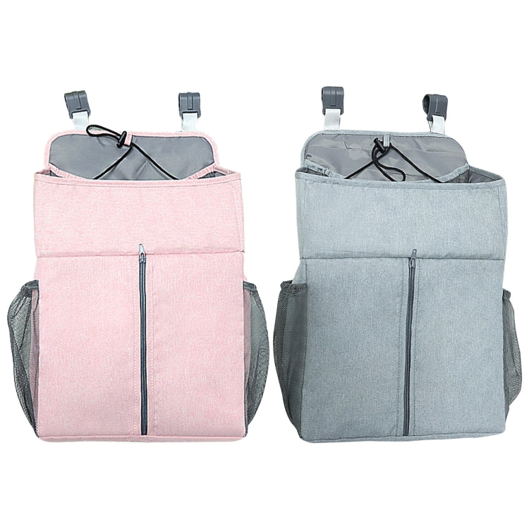Túi treo tổ chức giường em bé cho cũi sơ sinh, túi kệ bên giường, màu xám linen, hồng linen