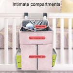 Túi treo tổ chức giường em bé cho cũi sơ sinh, túi kệ bên giường, màu xám linen, hồng linen