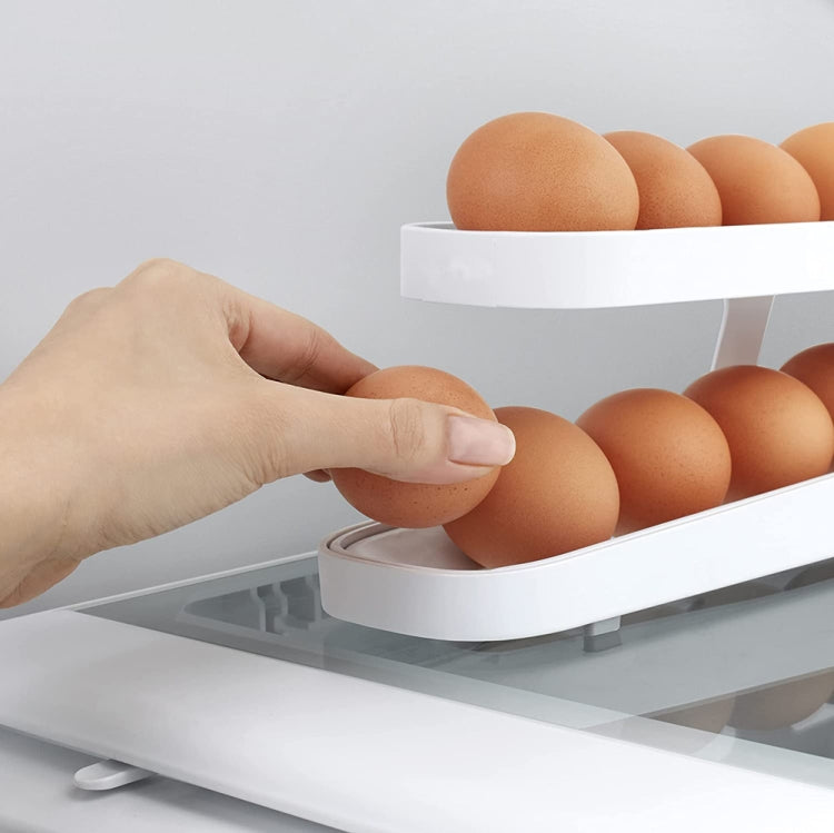 Hộp đựng trứng tự động cho tủ lạnh, hộp đựng trứng nhựa có thể lăn, 2 tầng