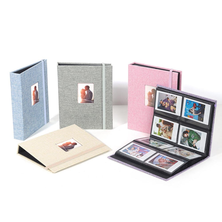 Album ảnh vải cotton linen 3 inch 208 ngăn đựng thẻ ảnh, màu kaki, tím, xám, hồng, xanh dương