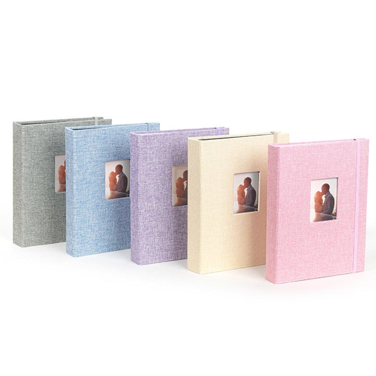 Album ảnh vải cotton linen 3 inch 208 ngăn đựng thẻ ảnh, màu kaki, tím, xám, hồng, xanh dương