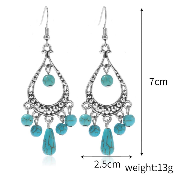 Bông tai phong cách dân tộc đá Turquoise, kiểu dáng đơn giản cổ điển, E2203-3, E2204-6, E2204-7