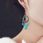 Bông tai phong cách dân tộc đá Turquoise, kiểu dáng đơn giản cổ điển, E2203-3, E2204-6, E2204-7