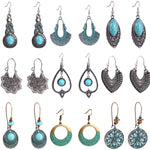 Bông tai phong cách dân tộc đá Turquoise, kiểu dáng đơn giản cổ điển, E2203-3, E2204-6, E2204-7