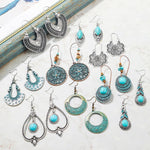 Bông tai phong cách dân tộc đá Turquoise, kiểu dáng đơn giản cổ điển, E2203-3, E2204-6, E2204-7