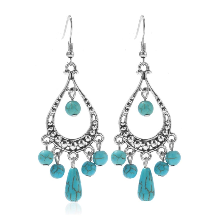 Bông tai phong cách dân tộc đá Turquoise, kiểu dáng đơn giản cổ điển, E2203-3, E2204-6, E2204-7