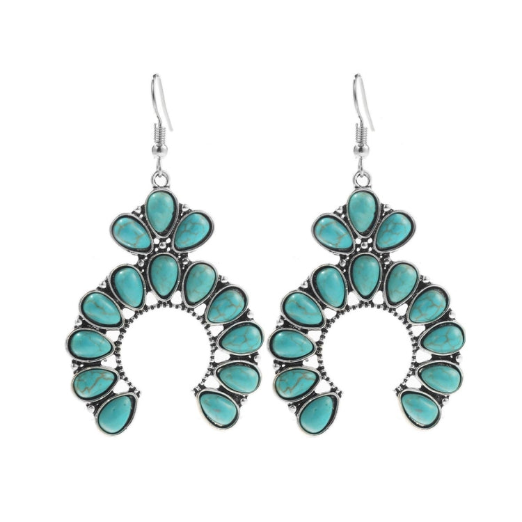 Bông tai phong cách dân tộc đá Turquoise, kiểu dáng đơn giản cổ điển, E2203-3, E2204-6, E2204-7