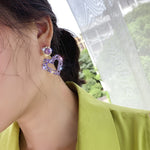 Bông tai bạc hình trái tim đơn giản, E2109-12 Kim cương tím, E2109-13 Kim cương trắng, E2112-9 Tình yêu vàng bất đối xứng, E2112-10 Tình yêu K trắng bất đối xứng