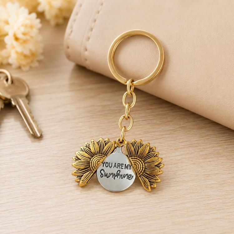 Alloy Sunflowers Shape Can Open Double Side Engraving Accessories Pendant, N2003-27 Ancient Gold Keychain, N2003-28 Ancient Gold Keychain, N2003-22 Ancient Gold Necklace, N2003-23 Ancient Silver Necklace