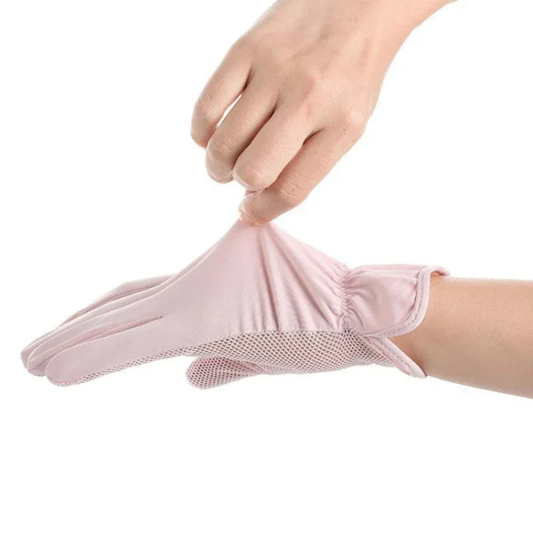 1 đôi găng tay câu cá bằng lụa băng mỏng thoáng khí chống tia cực tím mùa hè, kích thước tự do