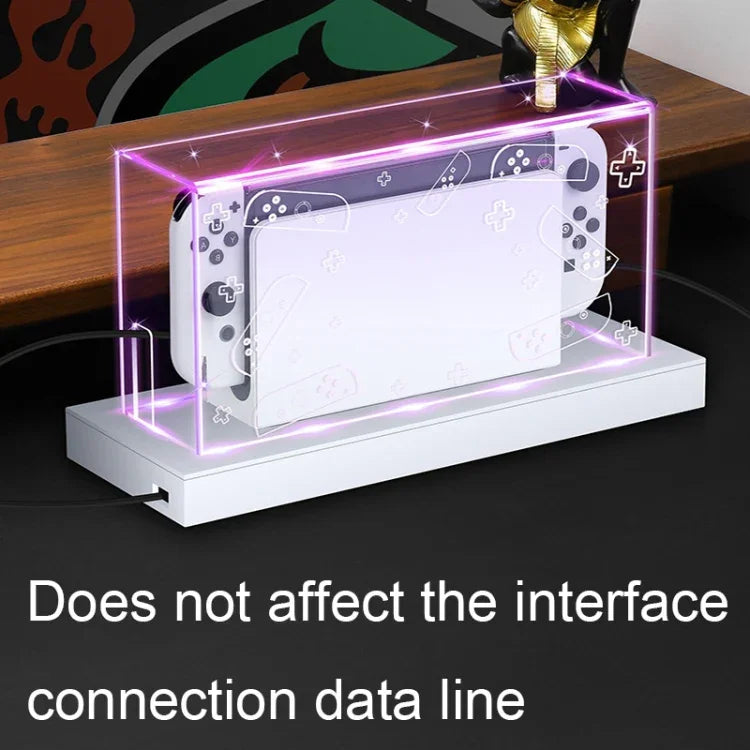 035 cho máy chơi game Nintendo Switch/OLED, đế phát sáng chống bụi, Thông số:, Đế đèn, Trong suốt, Nhãn trắng, Nhãn đen, Tay cầm, Jet Warrior, Noble, Gengar