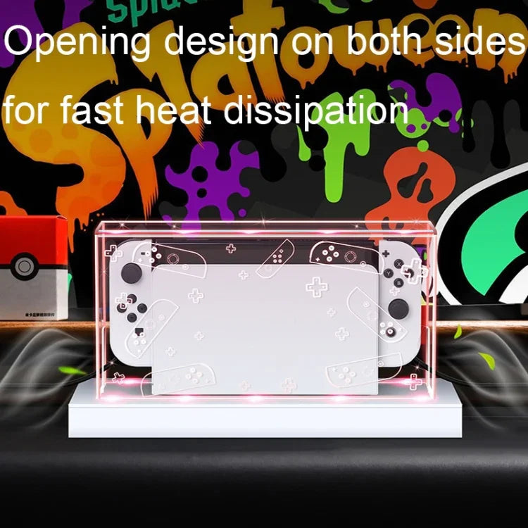 035 cho máy chơi game Nintendo Switch/OLED, đế phát sáng chống bụi, Thông số:, Đế đèn, Trong suốt, Nhãn trắng, Nhãn đen, Tay cầm, Jet Warrior, Noble, Gengar
