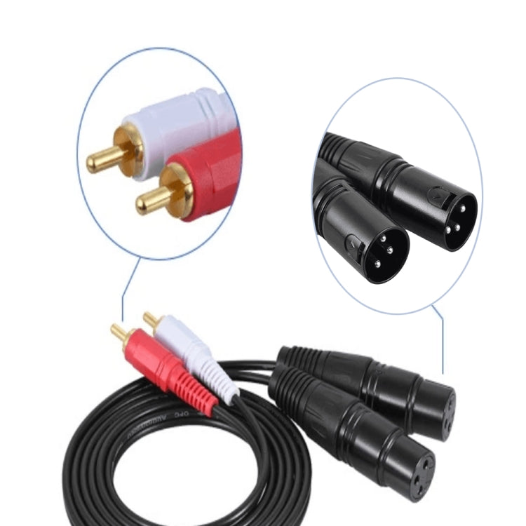 Cáp âm thanh cân bằng 2RCA sang 2XLR Canon cho loa, dài 0.5m, 1m, 1.5m, 3m