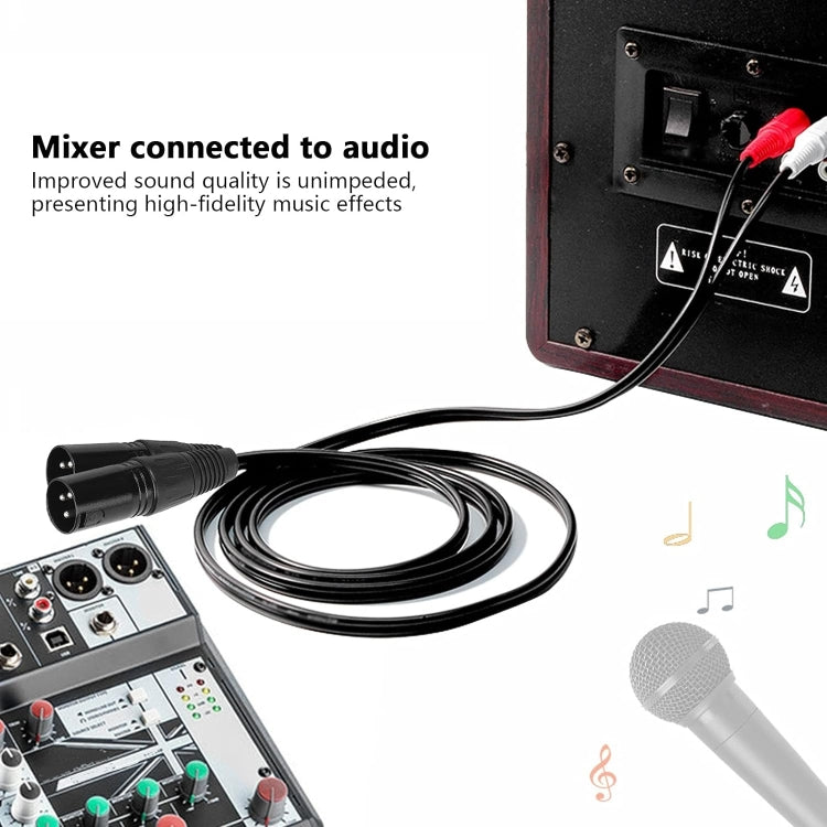 Cáp âm thanh cân bằng 2RCA sang 2XLR Canon cho loa, dài 0.5m, 1m, 1.5m, 3m