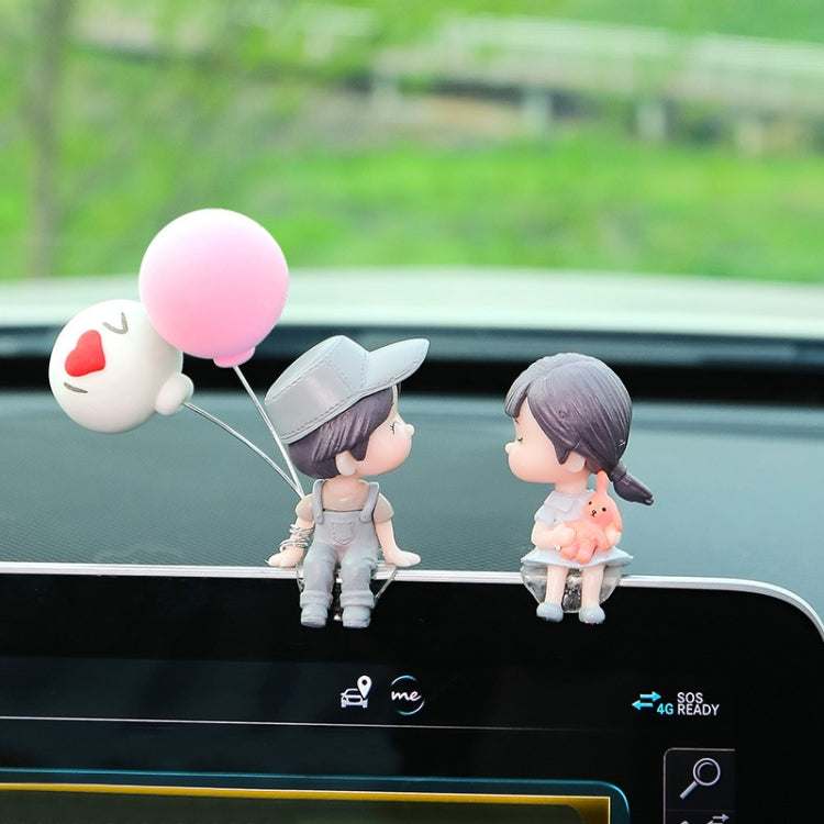 Car Ornament Ornament Lovely Kissing Couple Doll, Color:, Blue, Gray, Reading, Clever, Blue+Balloon, Blue+Blue White Balloon, Gray+Balloon, Gray+Gray Balloon, Reading+Balloon, Clever+Balloon, Stool Blue Couple, Stool Gray Couple, Stool Reading Couple  ...