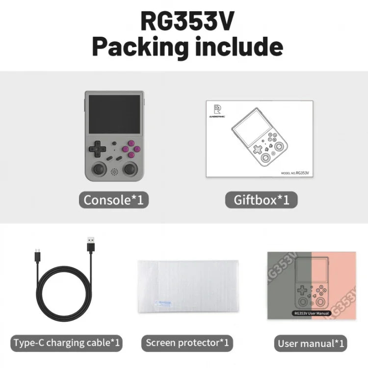 Máy chơi game cầm tay RG353V 3.5 inch, máy chơi game không dây Android 11 Linux OS, Chỉ máy, 64G 15.000 trò chơi, 128G 25.000 trò chơi, 256G 35.000 trò chơi