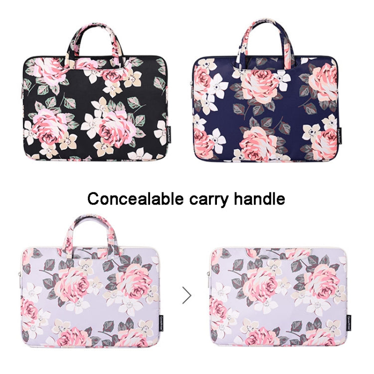 Túi đựng laptop họa tiết hoa hồng trắng H40-B01 có tay cầm, 12 inch, 13 inch, 14 inch, 15 inch