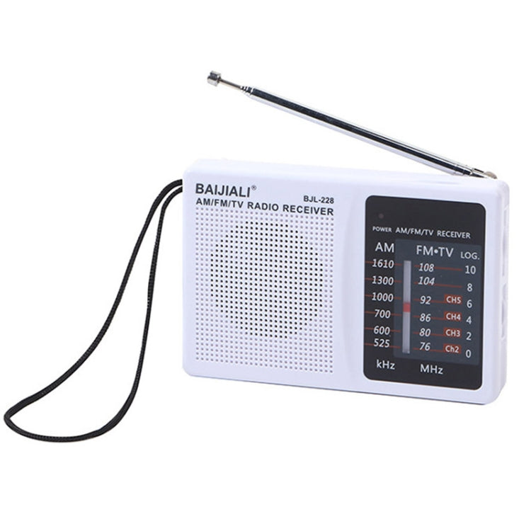 Đài FM AM hai băng tần di động phong cách cổ điển BAIJIALI BJL228 có loa tích hợp, BJL228 màu trắng, BJL228 màu đen