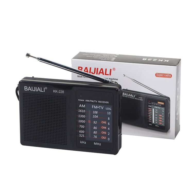 Đài FM AM hai băng tần di động phong cách cổ điển BAIJIALI BJL228 có loa tích hợp, BJL228 màu trắng, BJL228 màu đen