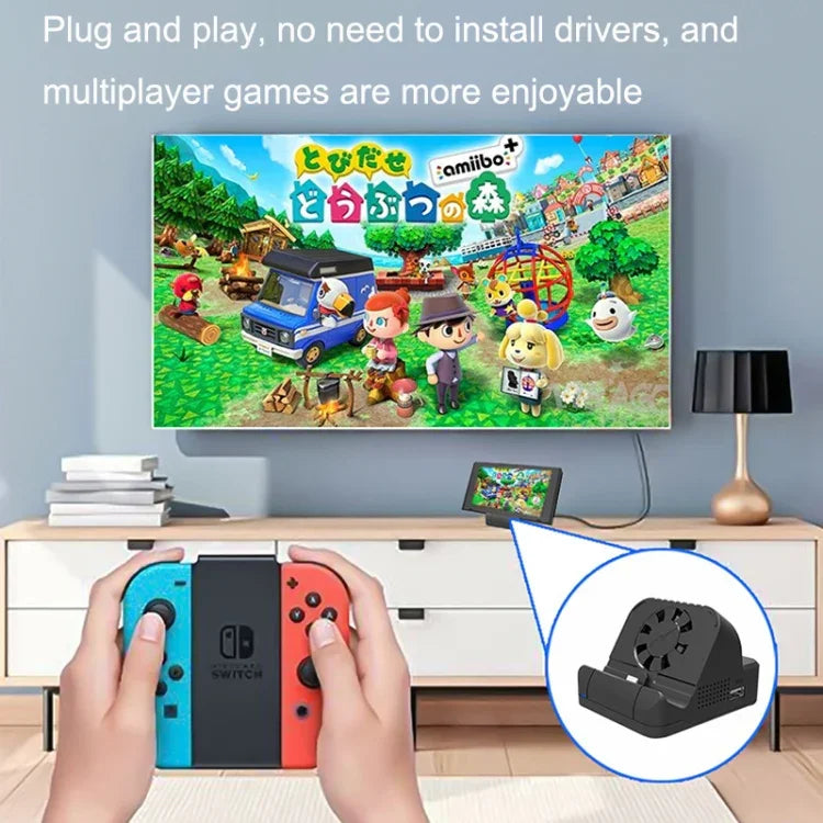 Bộ chuyển đổi phát video HDMI quạt làm mát đế sạc cho Nintendo Switch / Switch OLED SW300, đế sạc quạt làm mát