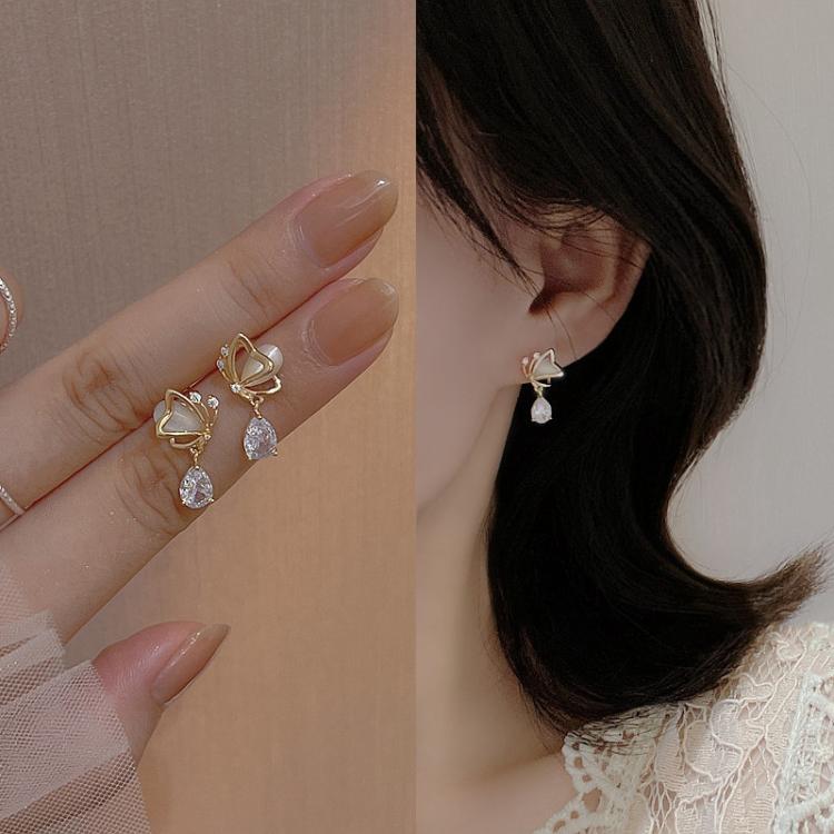 Bông tai đá mắt mèo hình bướm trái tim giọt nước zircon kim cương, EH1069, EH1071, EH1476, EH1479, EH1093, EH1350, EH0702, EH1264, EH1207, EH1286, EH1357, EH1379