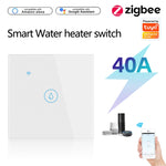 Công tắc điều khiển từ xa thông minh Tuya ZigBee 40A công suất cao cho bình nước nóng, đèn, điều hòa, hẹn giờ, giọng nói, ZigBee 40A màu trắng, ZigBee 40A màu đen