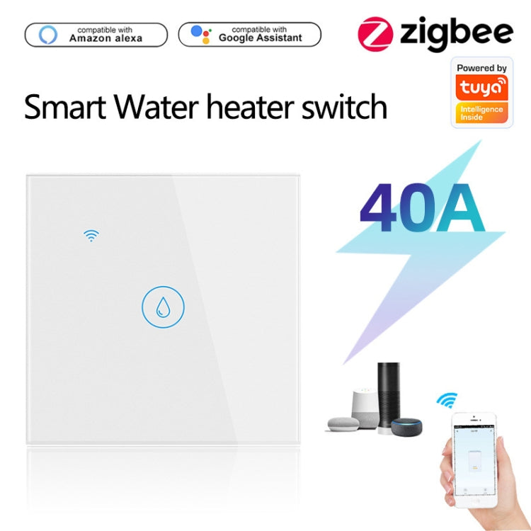 Công tắc điều khiển từ xa thông minh Tuya ZigBee 40A công suất cao cho bình nước nóng, đèn, điều hòa, hẹn giờ, giọng nói, ZigBee 40A màu trắng, ZigBee 40A màu đen