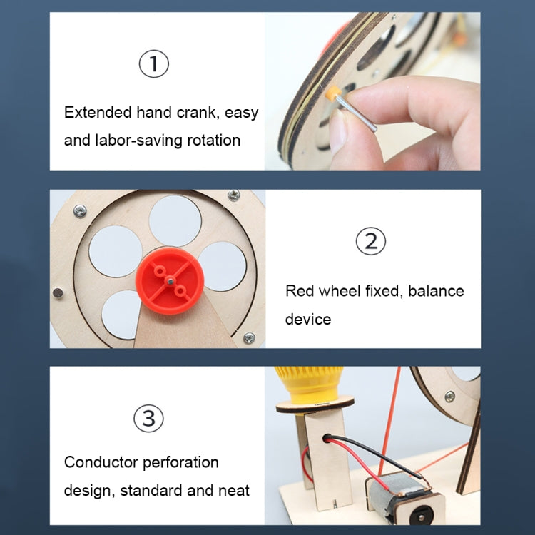 DIY Wooden Science Experiment Hand Generator Puzzle Toy, Hand Generator