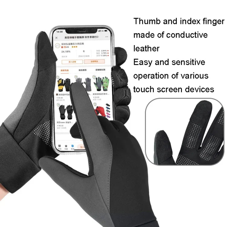 Găng tay đạp xe thể thao ngoài trời chống trượt, chống nước, cảm ứng, ấm, S, M, L, XL