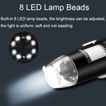 Kính hiển vi kỹ thuật số cầm tay có đèn LED A8 50X-1000X chân đế ống hút USB, A8 50X-1000X