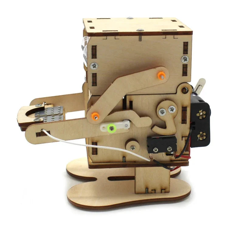 Đồ chơi khoa học DIY cho trẻ em Robot ăn xu, Bộ dụng cụ thí nghiệm khoa học thủ công gỗ