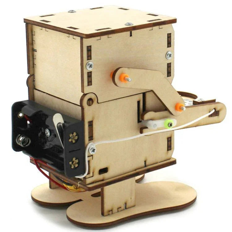 Đồ chơi khoa học DIY cho trẻ em Robot ăn xu, Bộ dụng cụ thí nghiệm khoa học thủ công gỗ